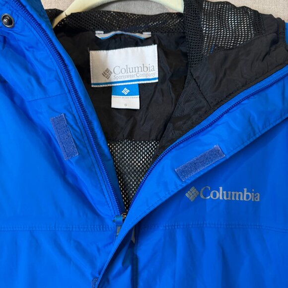 Columbia Omni-Tech Men's Waterproof Breathable Rain Jacket Blue Small Hooded - Picture 3 of 12